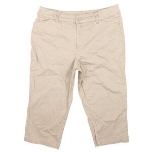 Women's St. John's Bay Capri Khaki Pants 12 Cotton Blend Stretch Tan Comfy